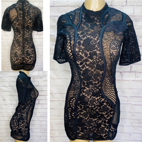 [Stella McCartney] Edith Black Corded Lace Bodycon Mini Dress - ASO Emma Watson - Picture 4 of 16